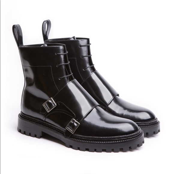 Inch2 Shoes - Inch2 Lace-up Monk Boots with Buckles